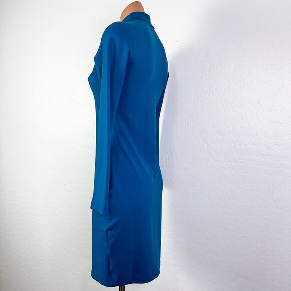 Susana Monaco Cutout Long Sleeve Mock Neck Mini Dress Blue S NWT Cocktail Party - Picture 8 of 12